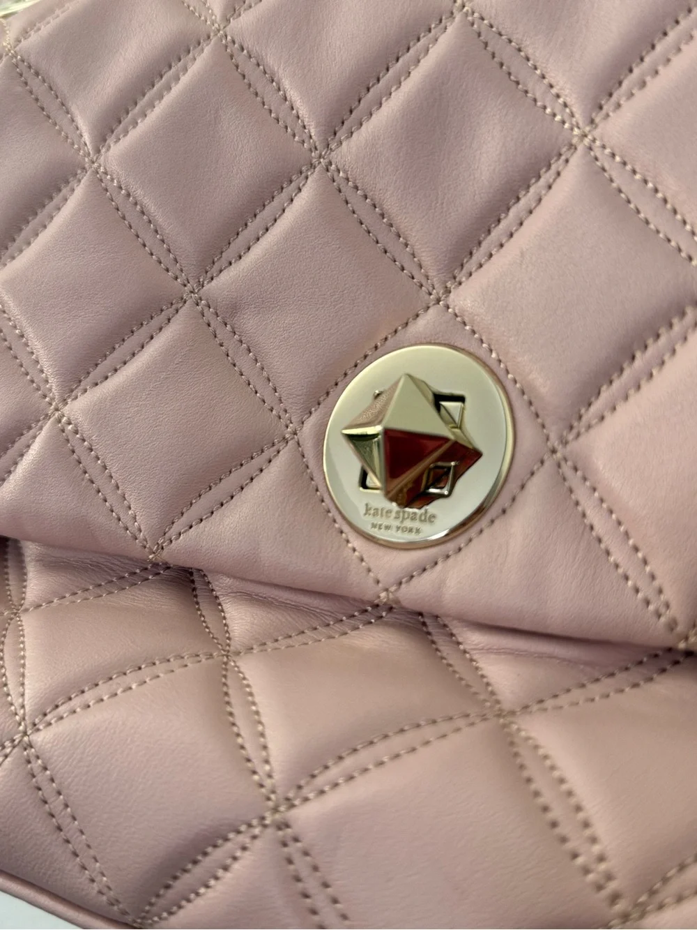 kate spade Quilted Pink Shoulder Bag with Gold Chain